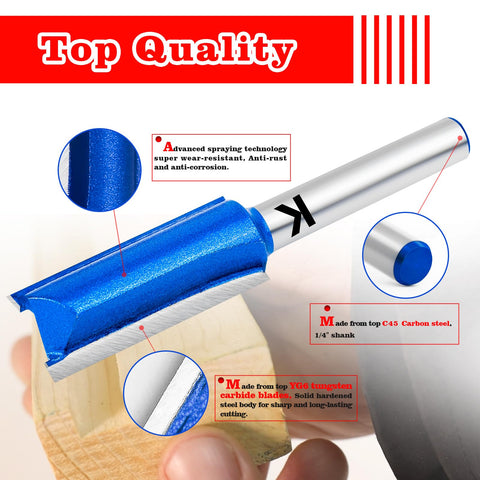RURITKIT straight cut router bit set with 3/16 inch diameter for clean grooves.