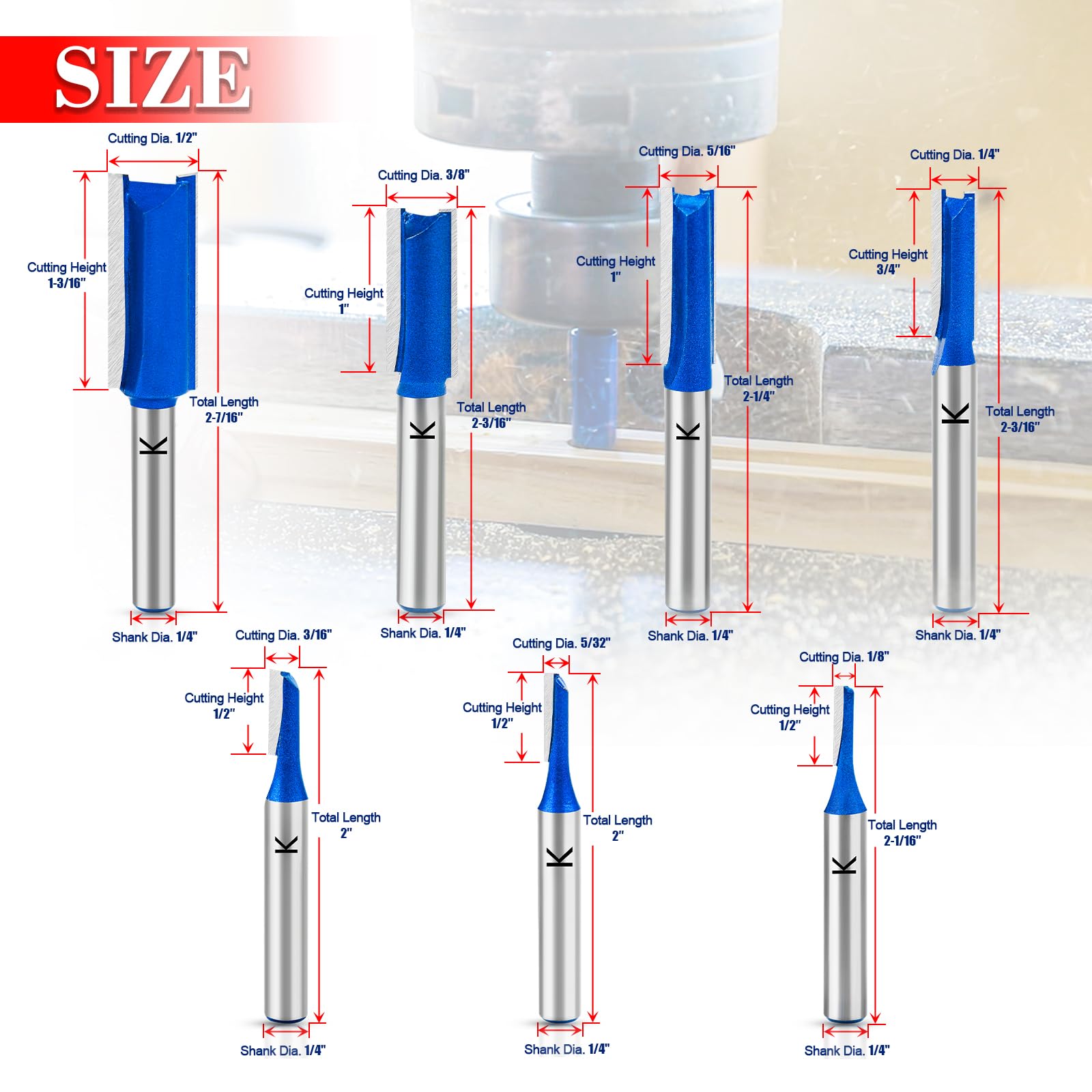 RURITKIT straight cut router bit set with 5/32 inch diameter for fine grooves.
