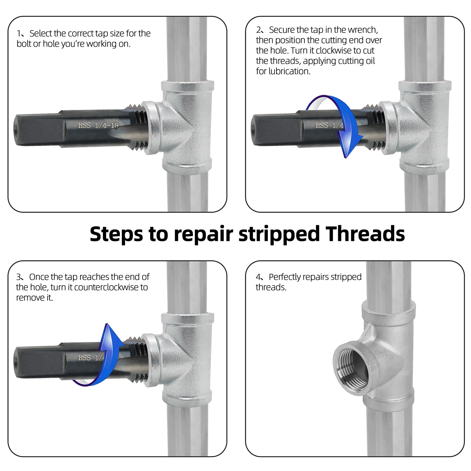 RURITKIT thread repair demo shows effective damaged-thread restoration.
