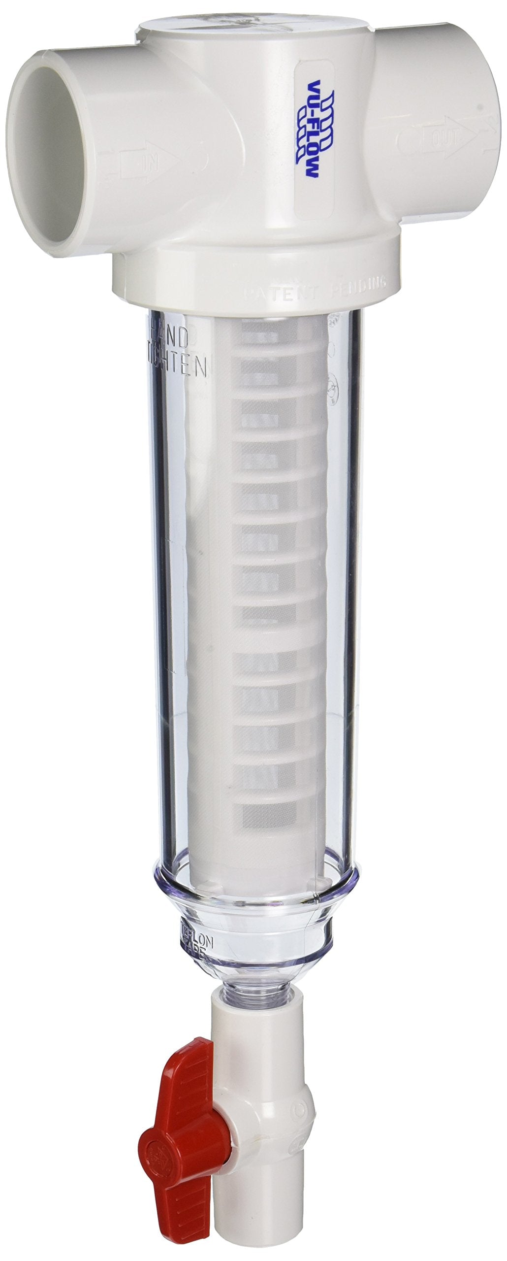 Rusco 1-1/2 inch spin-down filter with 60-mesh screen for easy sediment removal and flushing