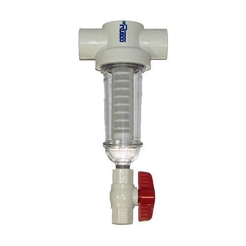 Rusco Vu-Flow 1-inch 100-mesh in-line spin-down filter enables easy sediment flush.