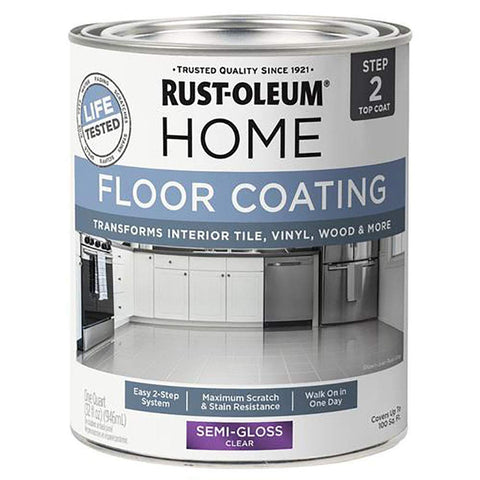 Rust-Oleum 358870 quart can with clear top coat for floor protection.