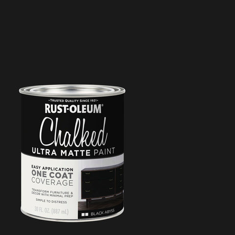 Rust-Oleum Black Abyss Chalked interior paint dries to a velvety matte finish.