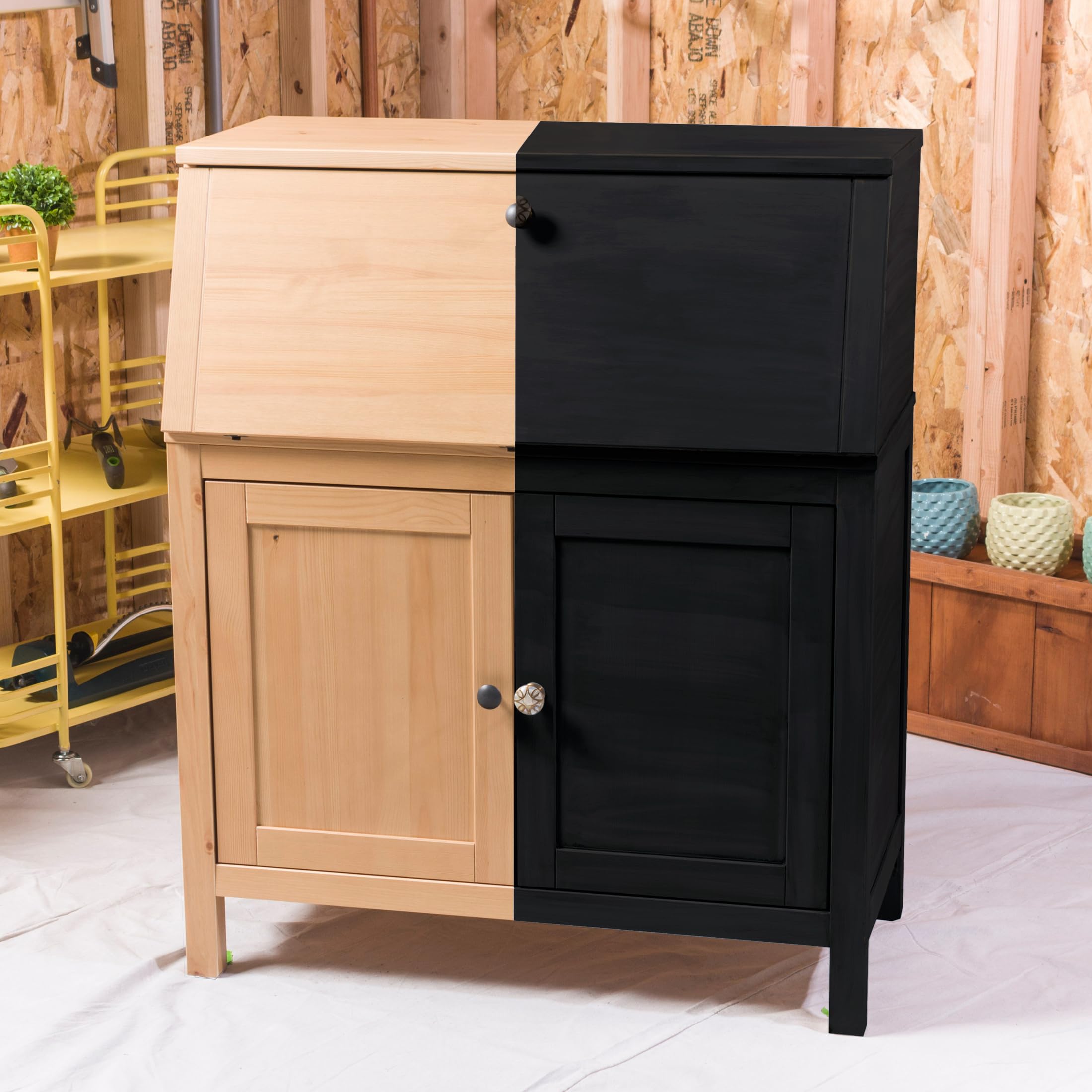 Rust-Oleum Black Abyss Chalked refreshes nightstands, shelves, and cabinets.