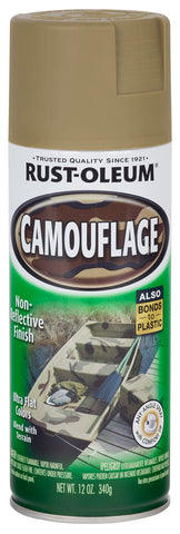 Rust-Oleum camouflage outdoor concealment setup for vehicles or gear.