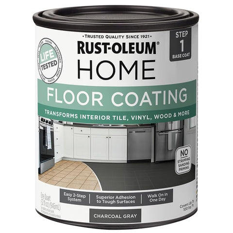 Rust-Oleum Home base coat floor application demonstrates easy interior coating for multiple surfaces