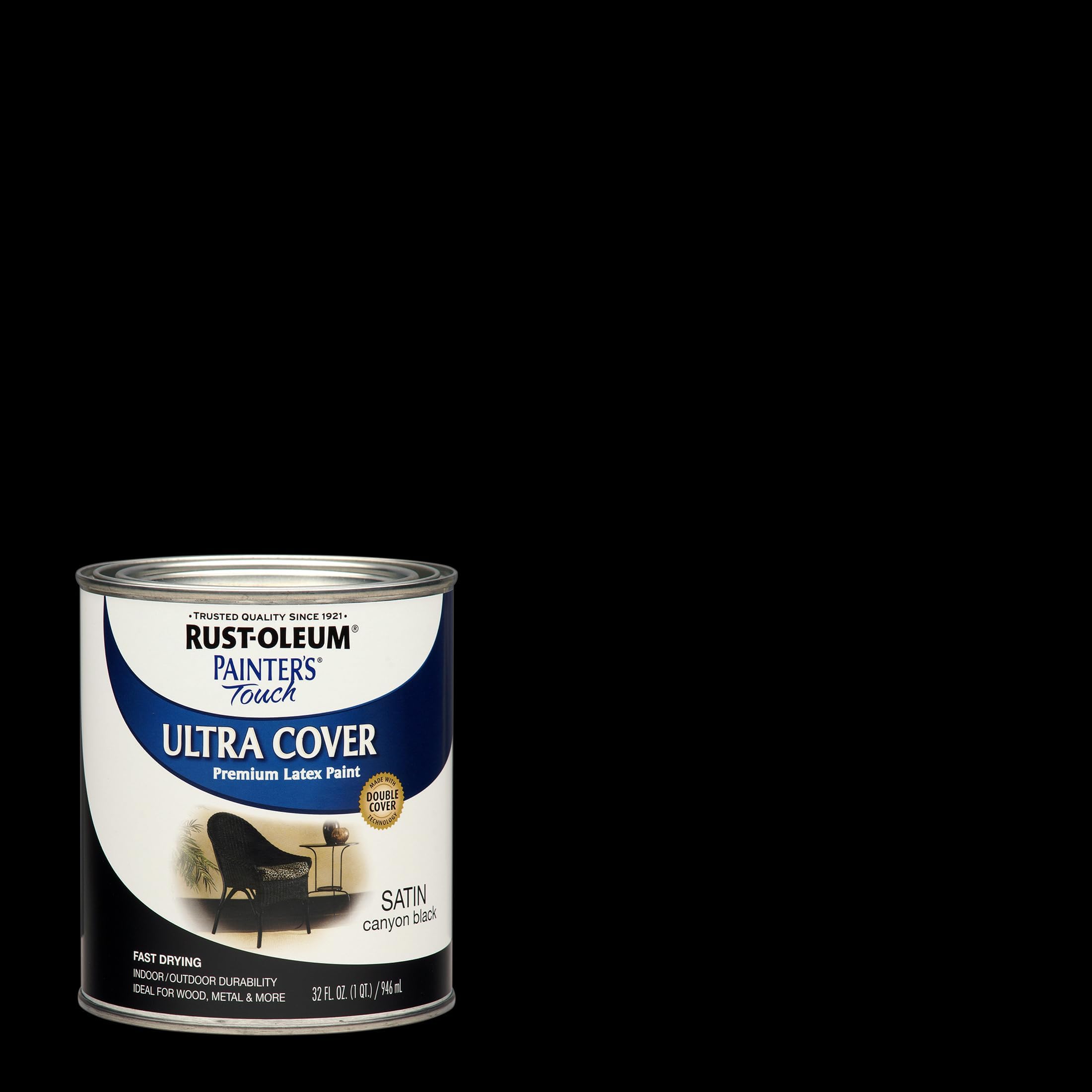 Rust-Oleum Painters Touch Canyon Black metal rail coated for durability