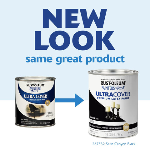 Rust-Oleum Painters Touch Canyon Black wood furniture shown with satin coverage