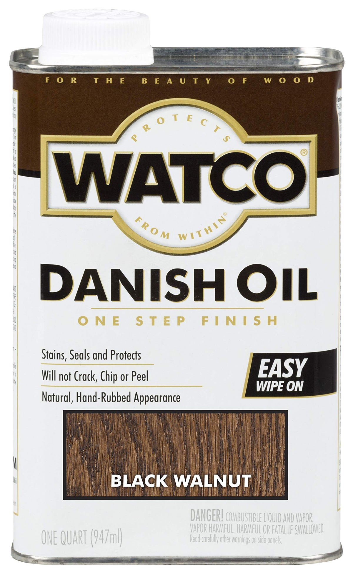 Rust-Oleum Watco Danish Oil Black Walnut bottle ready for a rich, hand-rubbed finish.