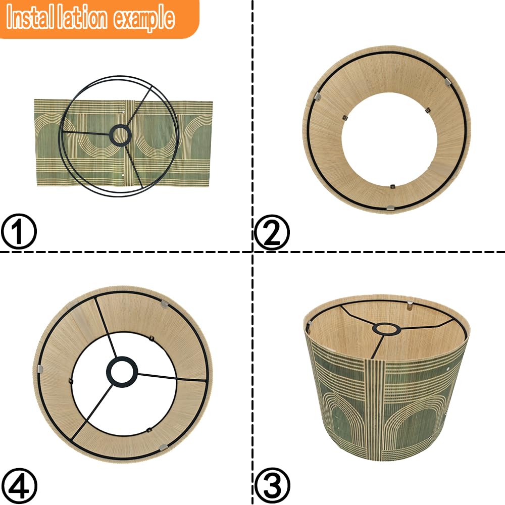Rustic bamboo lamp shade translucency softens light for living room ambiance.