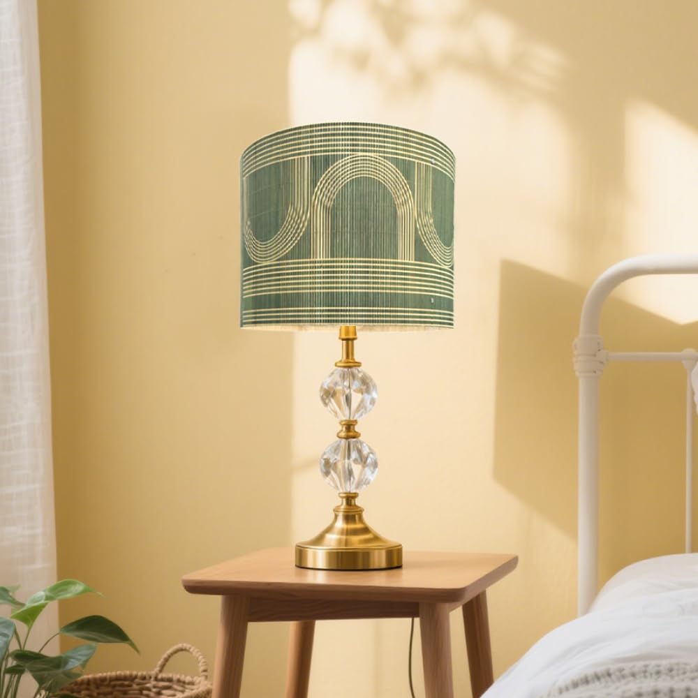 Rustic bamboo drum shade for table lamps enhances cozy reading corners.
