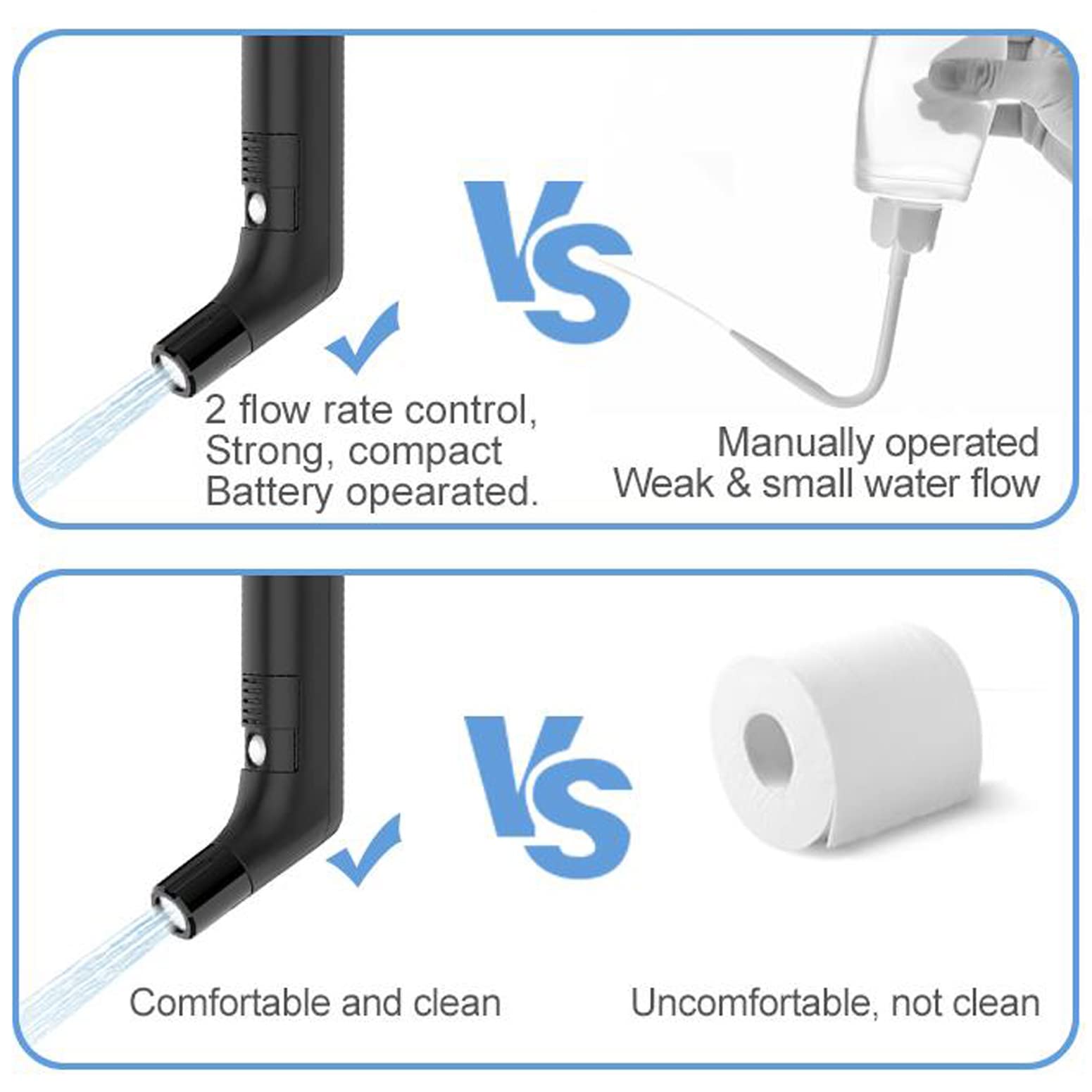 Rutell portable electric bidet ergonomic handle for easy gripping and control.