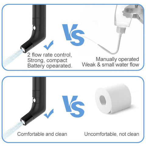 Rutell portable electric bidet ergonomic handle for easy gripping and control.