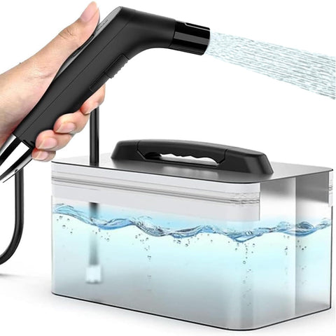Rutell portable bidet kit includes 2.3L tank and hose.