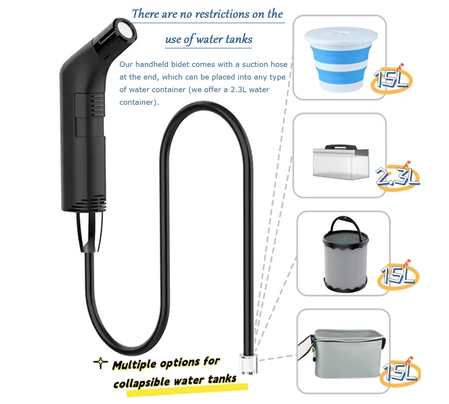 Rutell portable electric bidet travel-friendly design fits bags and cars.