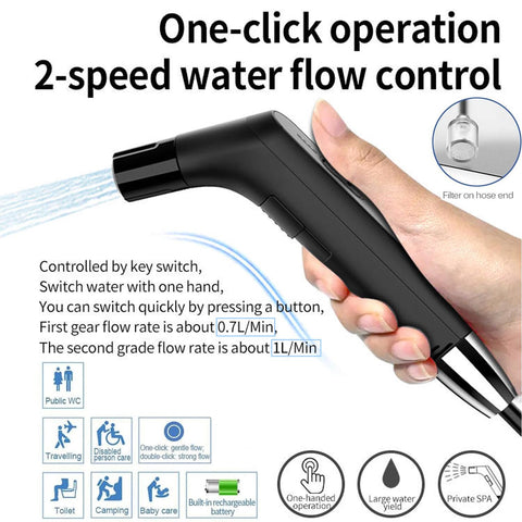 Rutell portable electric bidet features a 1.2m tube for flexible reach.