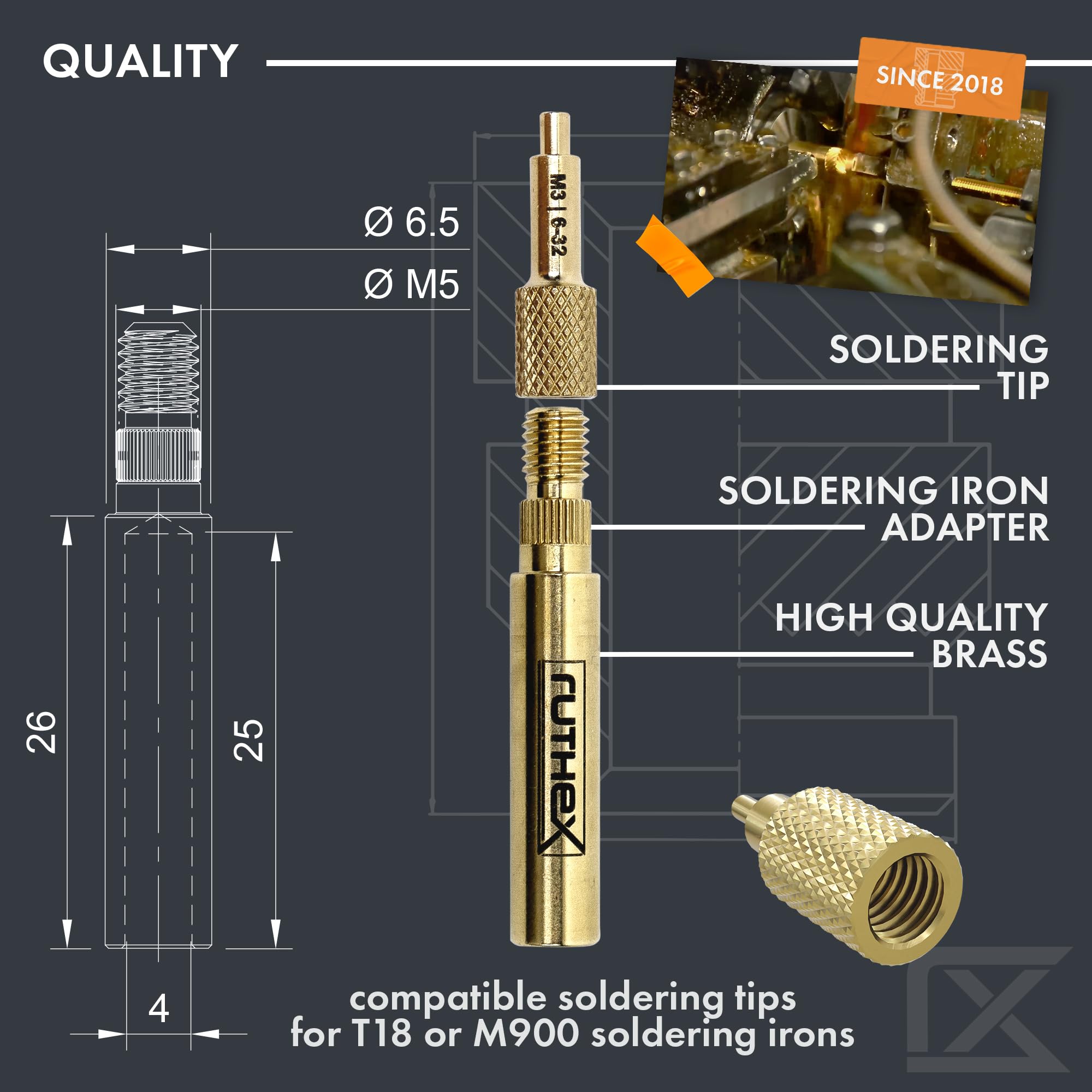 Ruthex quick-change system allows fast tip swaps without disassembly