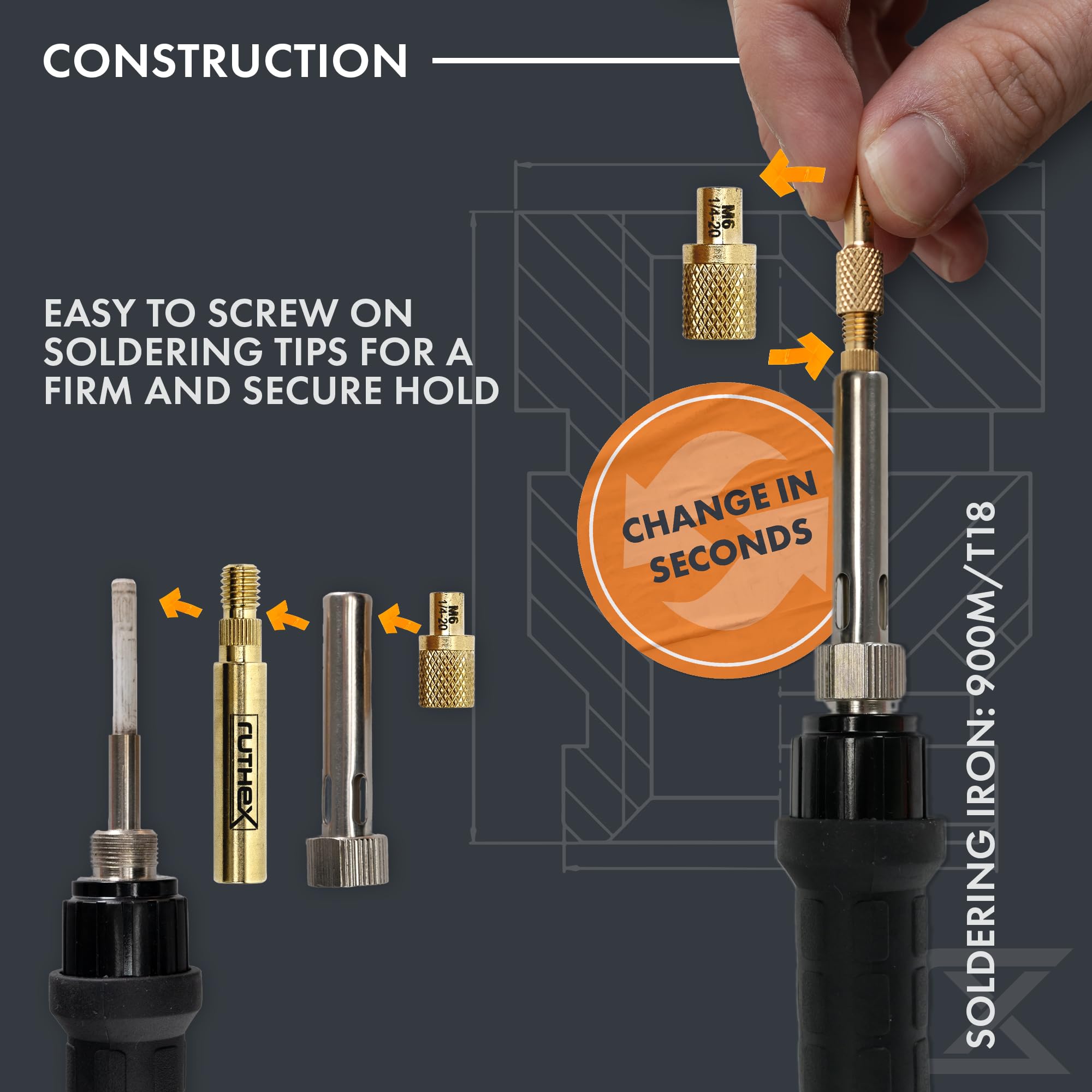 Ruthex tip geometry enabling damage-free insertion into plastics