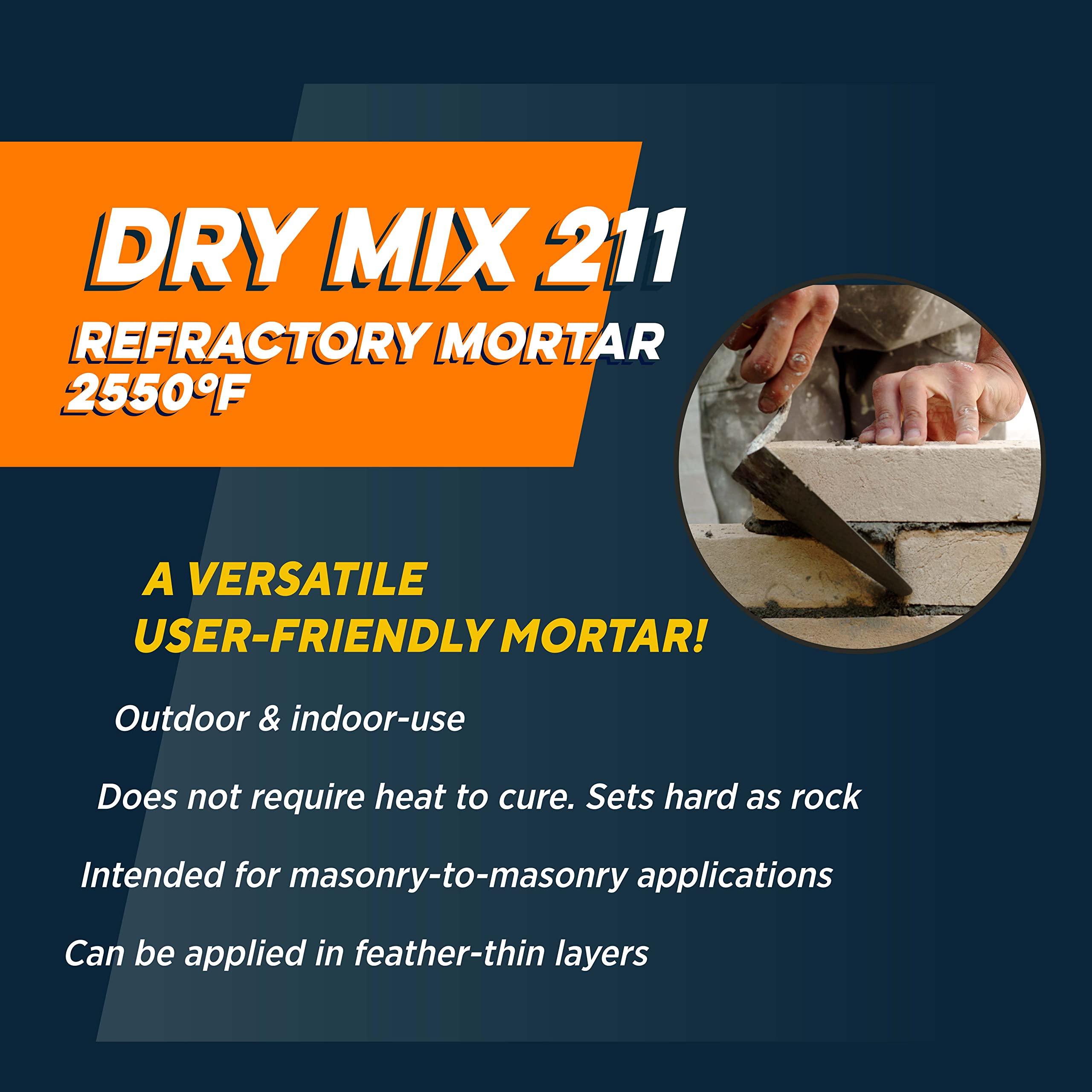 Rutland Dry Mix 211 application shows trowel-on repair for damaged flue joints.
