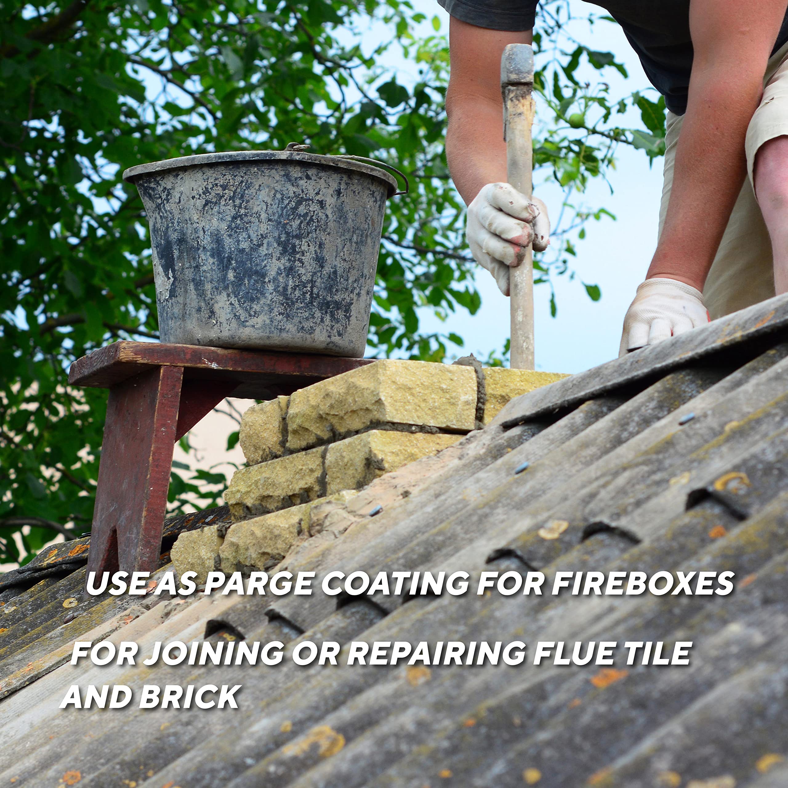 Rutland Dry Mix 211 fireplace repair application seals flue cracks for safer operation.