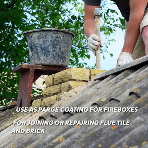 Rutland Dry Mix 211 fireplace repair application seals flue cracks for safer operation.
