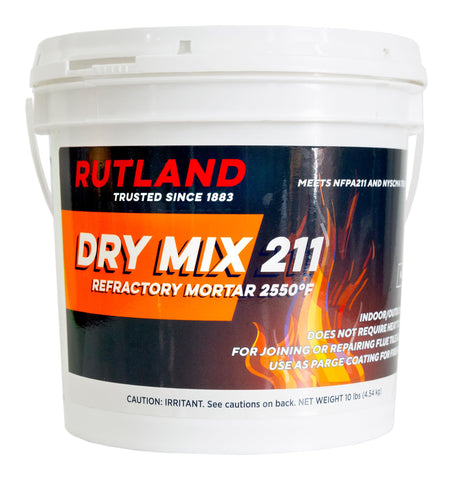 Rutland Dry Mix 211 use guide shows how to apply for chimney or firebox needs.