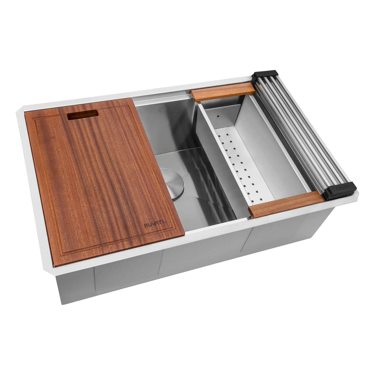 Ruvati RVH8310 workstation sink with cutting board for easy food prep
