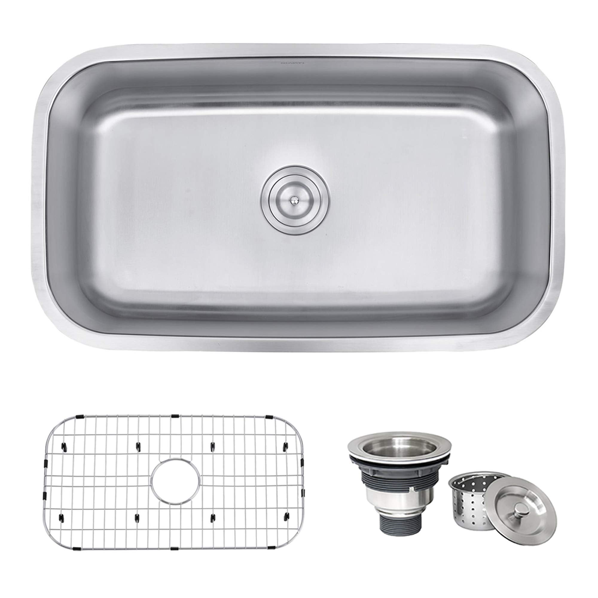 Ruvati RVM4200 undermount single bowl sink in brushed finish; durable and easy to clean.
