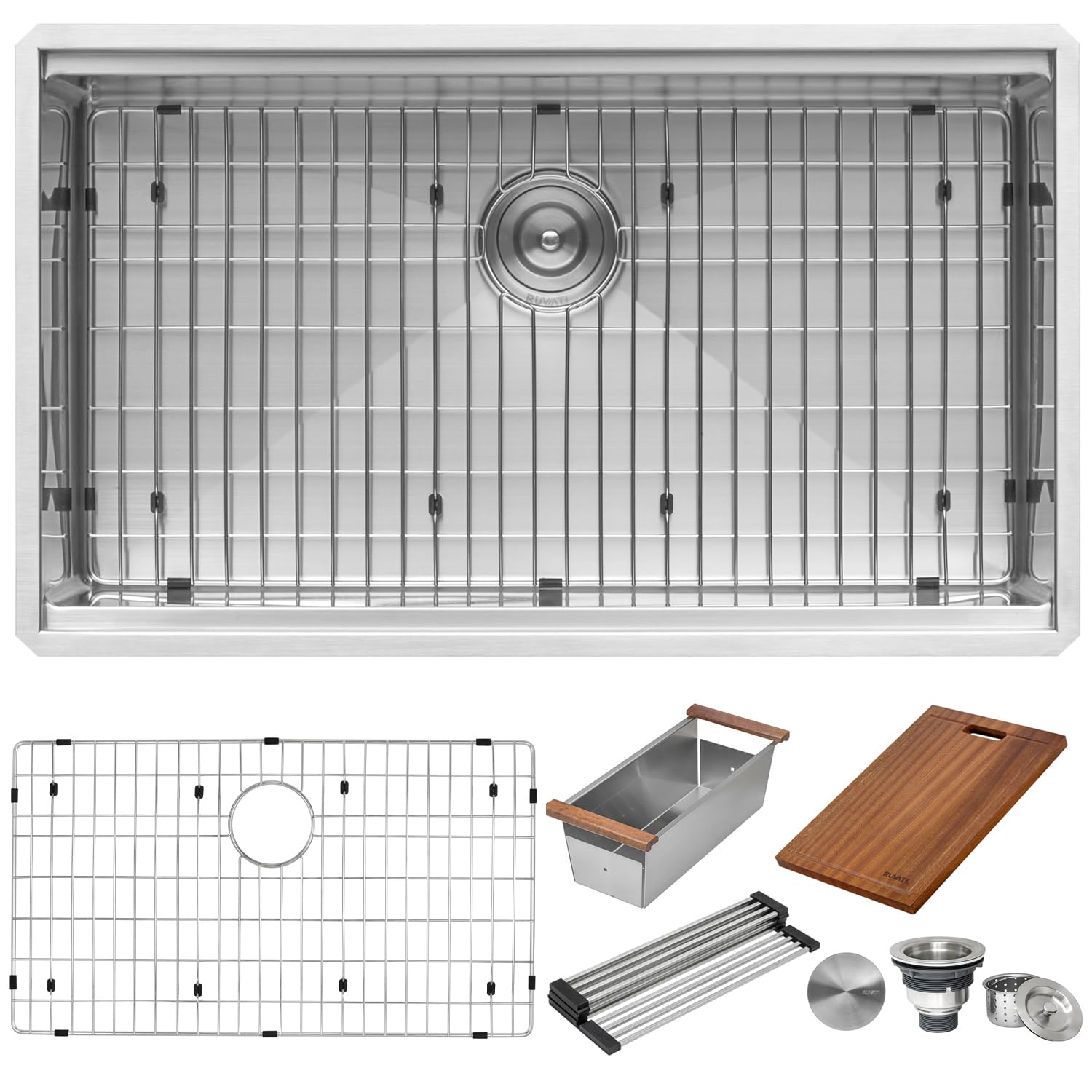 Ruvati solid wood cutting board handles heavy use near prep zone