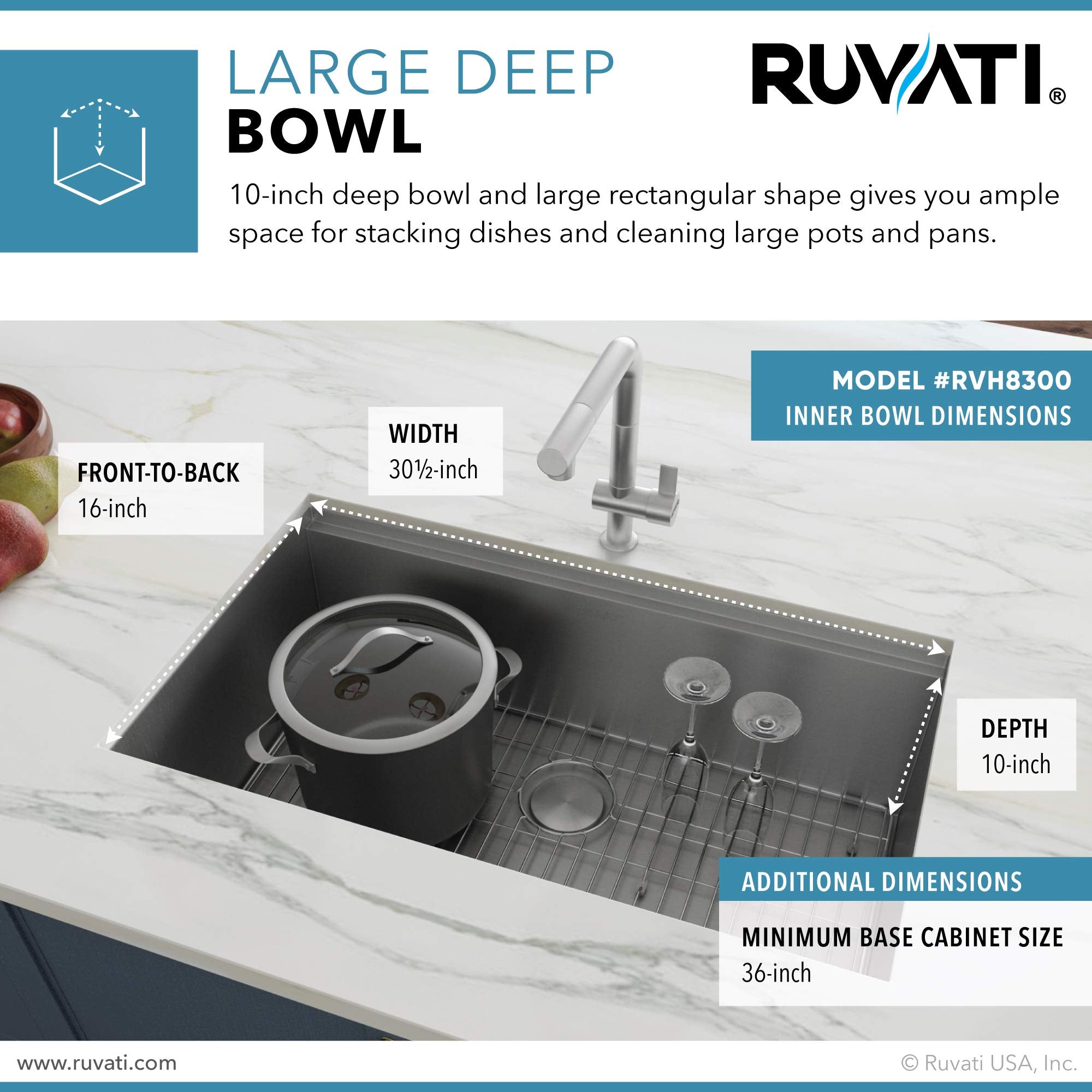 Ruvati soundproof undercoating minimizes noise during washing.