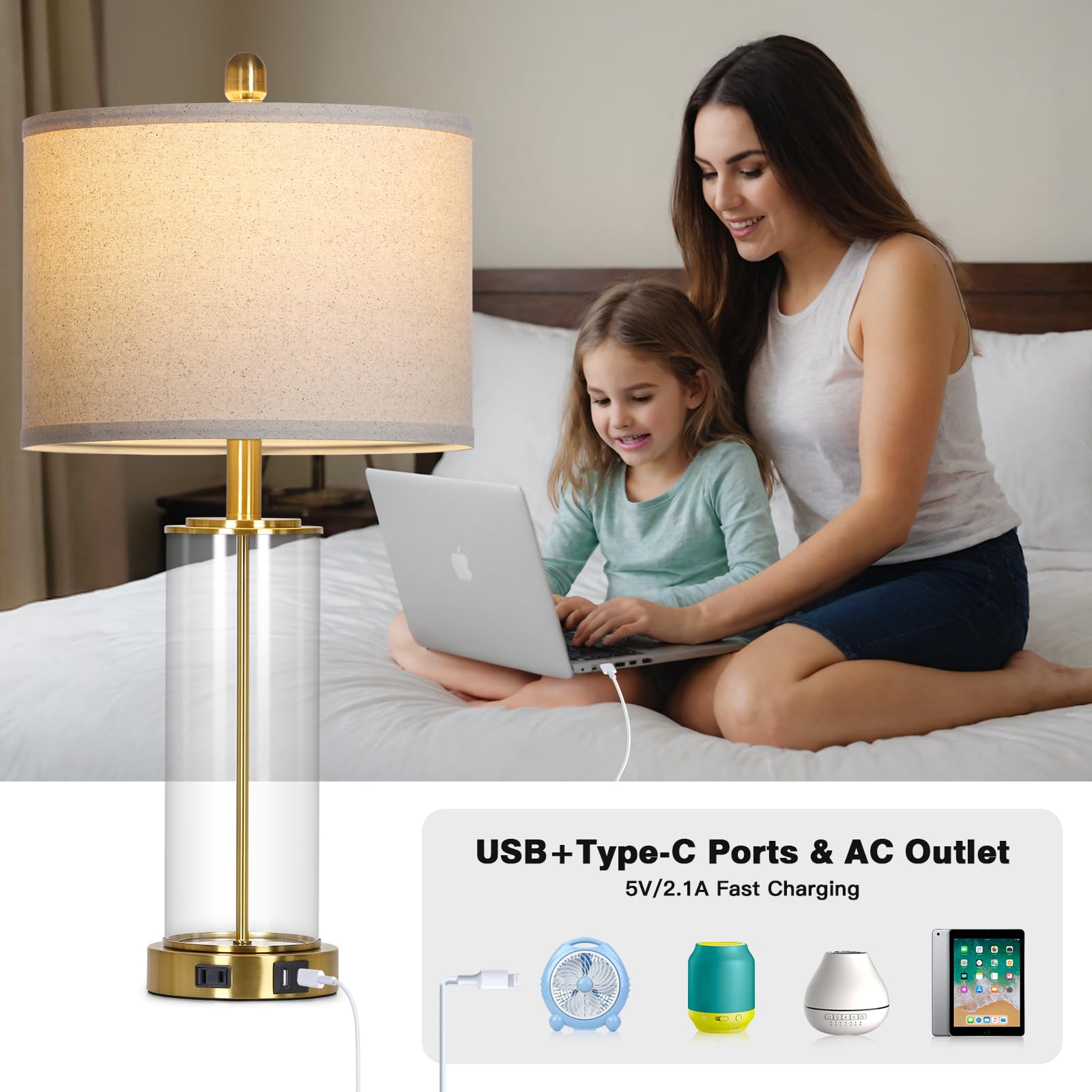Ruzectt 3-way dimmable touch-control lamps for customizable lighting.