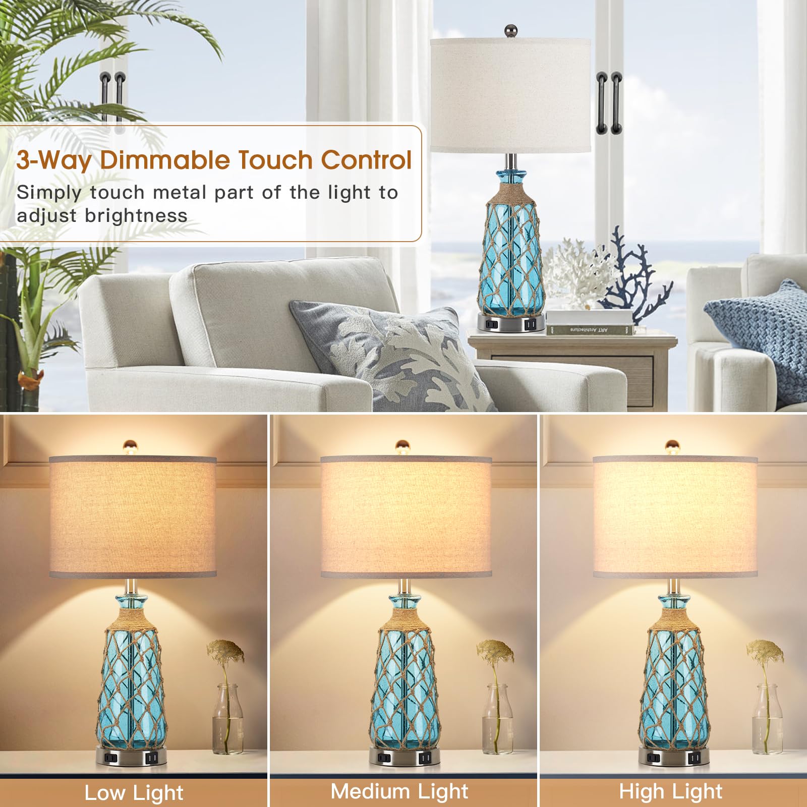 Ruzectt 3-way dimmable touch control lamp for versatile lighting