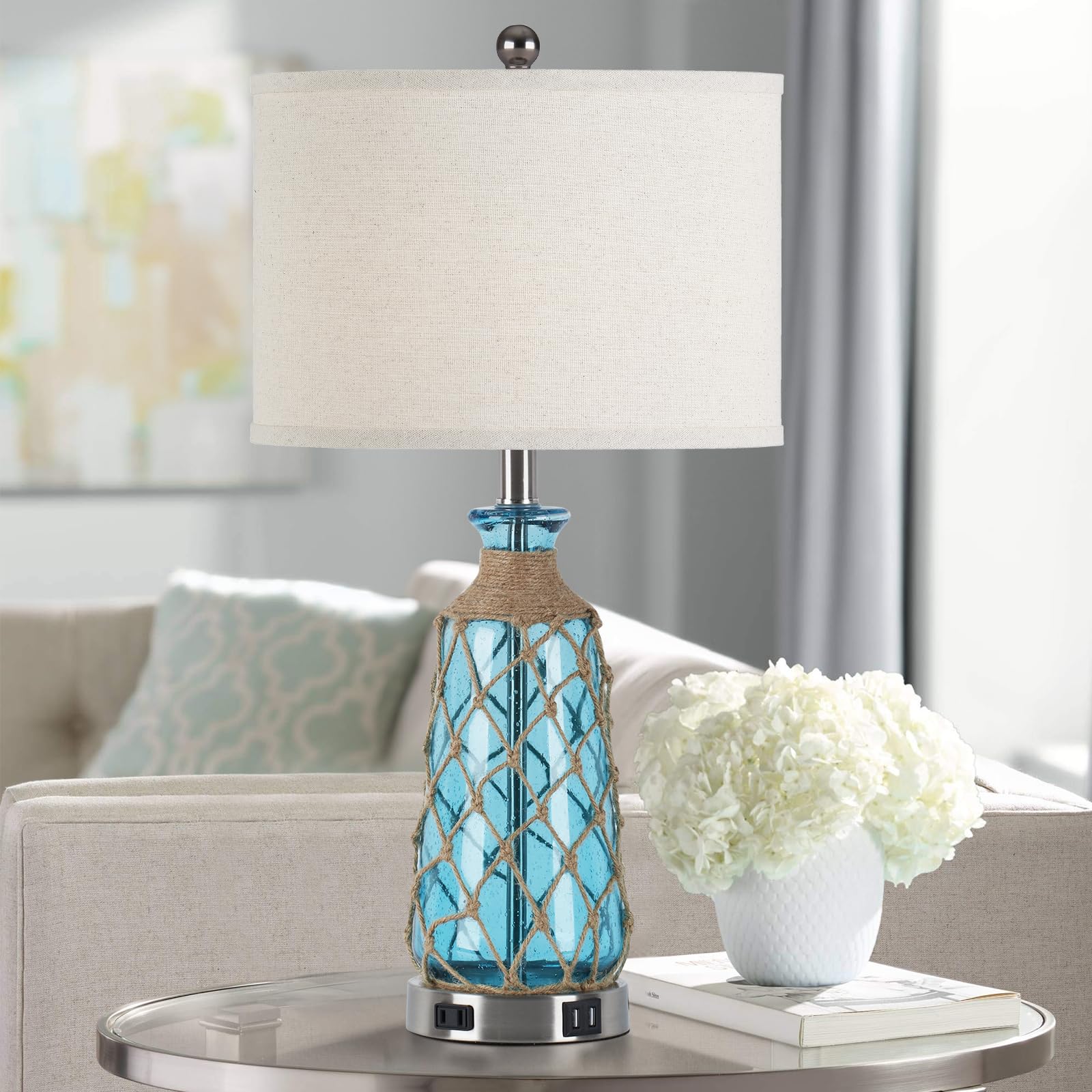 Ruzectt beige linen shade softens light for comfortable evenings