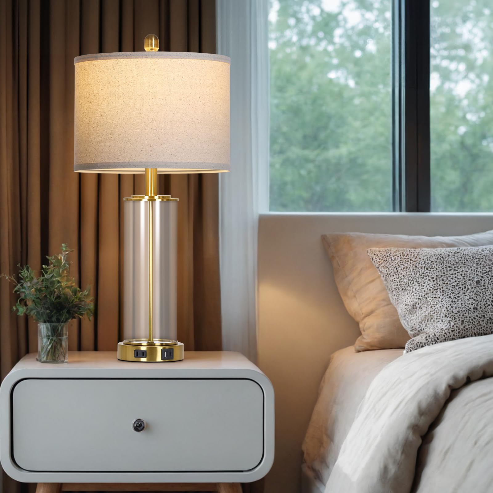 Ruzectt included LED bulbs deliver steady warm light.
