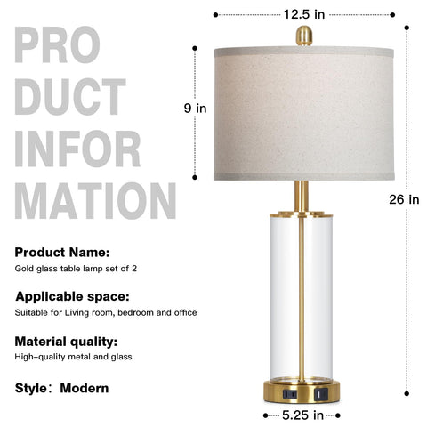 Ruzectt modern gold glass lamps for living room ambiance.