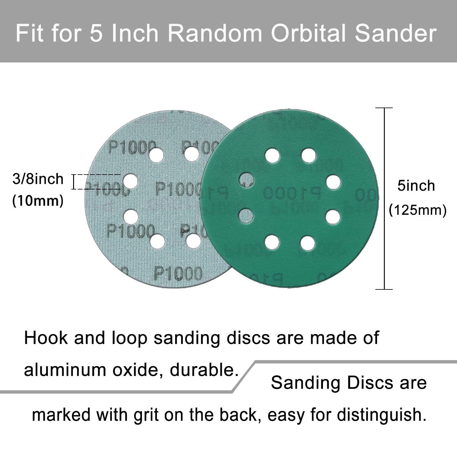 Rvetol 5-inch 8-hole disc, 1000 grit, fine finishing for polishing prep