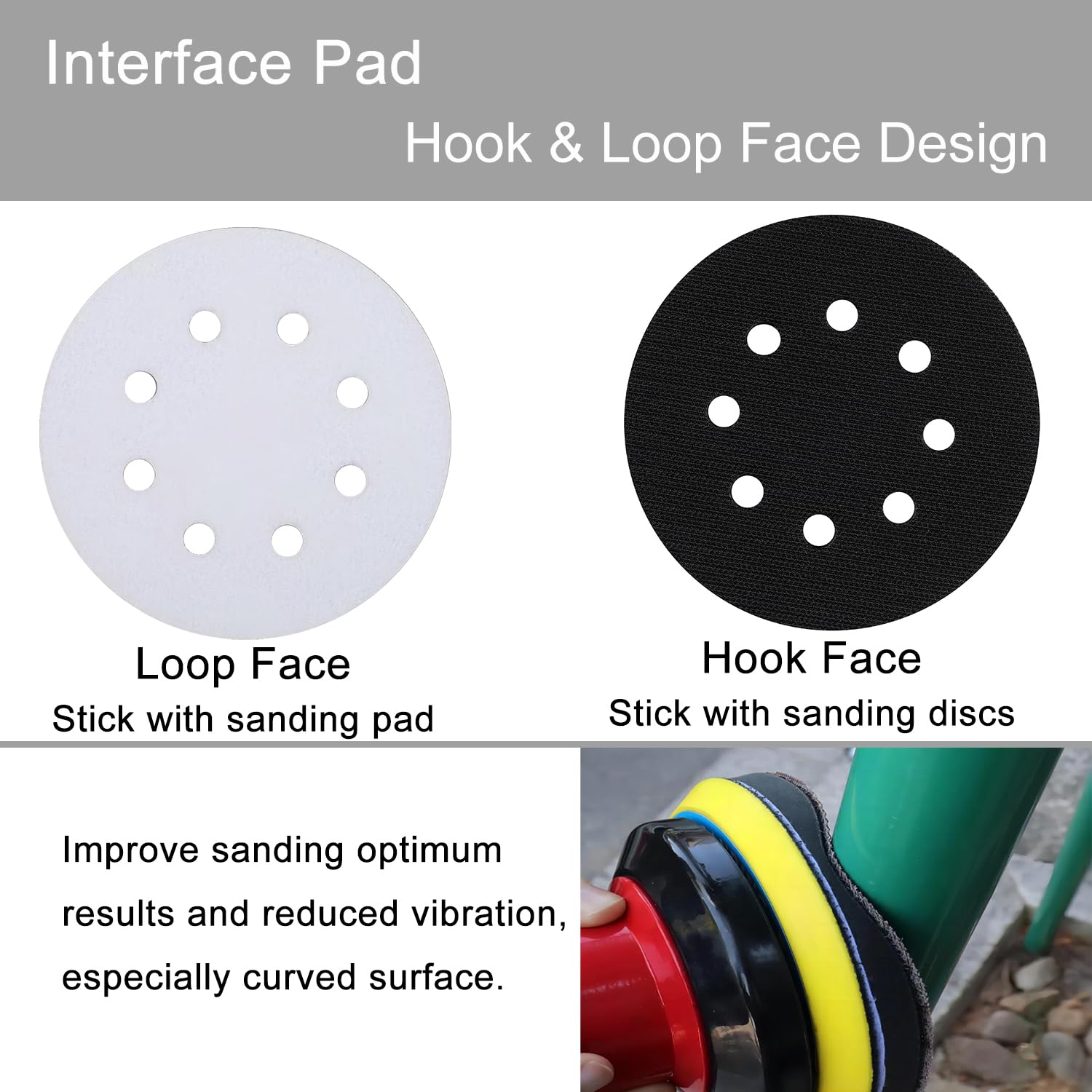 Rvetol foam interface pad for even pressure and cleaner sanding results