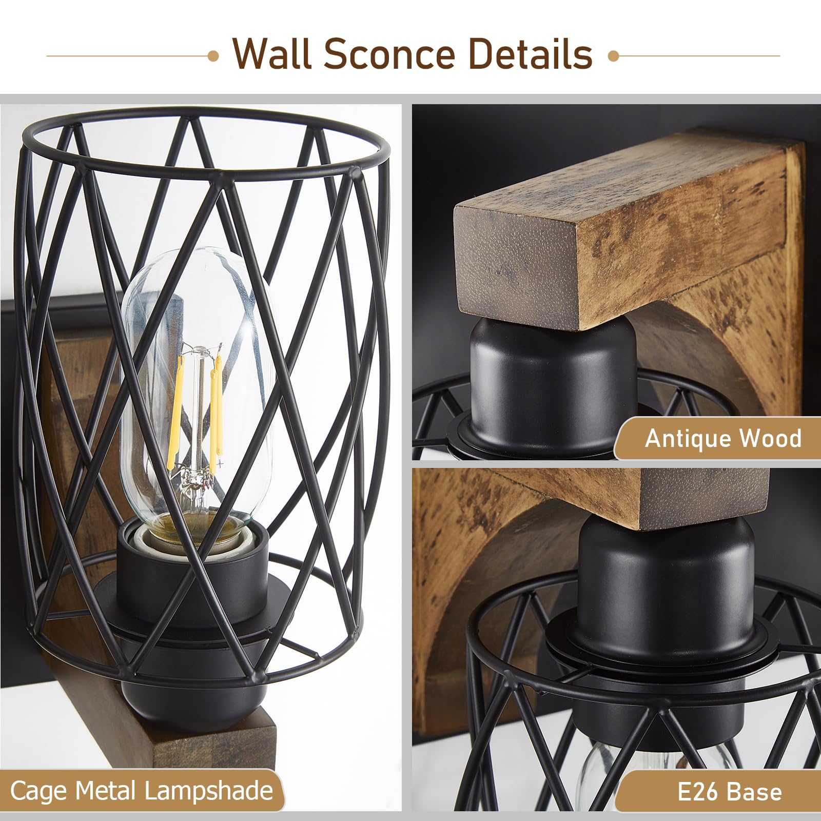 RVONOW Edison-style bulbs compatible for bright retro mood.