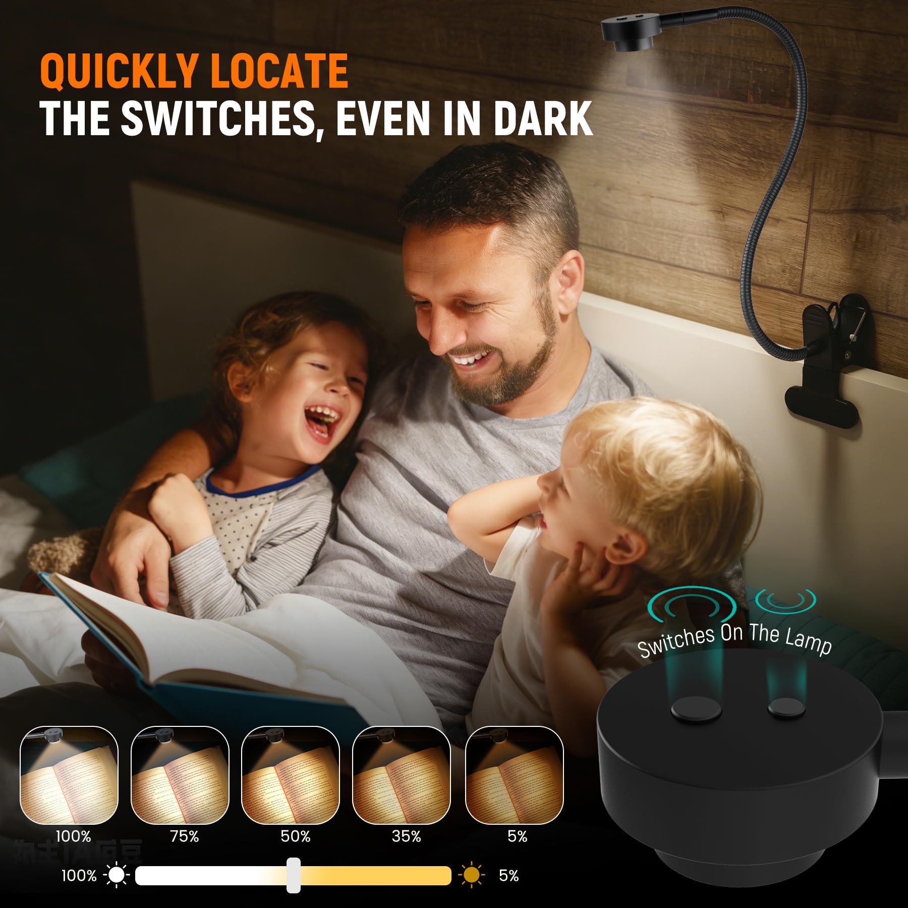RVSPARK Clip On Light features an adjustable neck for precise lighting.