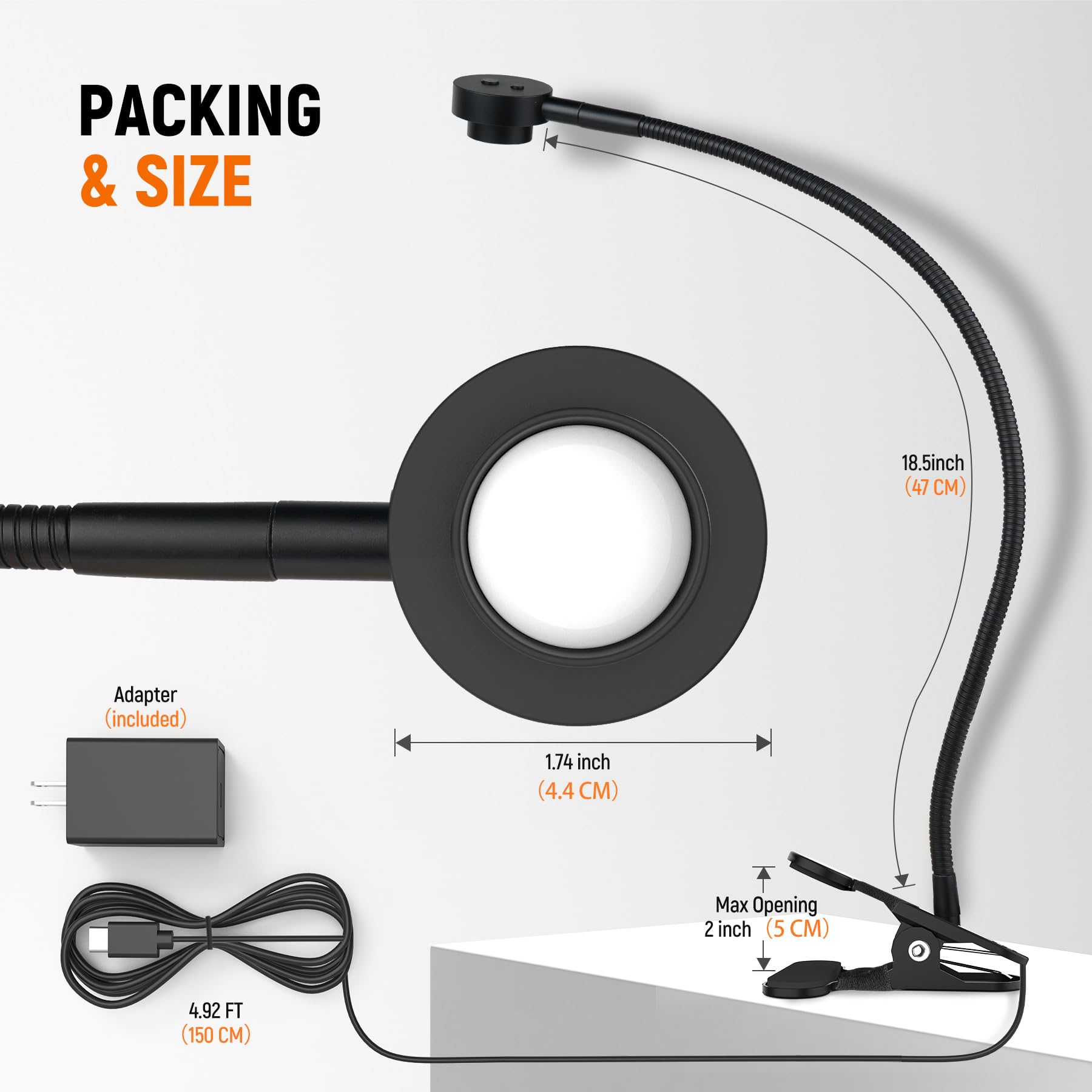 RVSPARK Clip On Light presented as a gift-ready desk and bedside light.