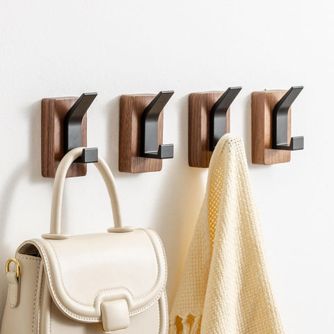 RVXHUA 4-pack wood wall hooks for sturdy coats and bags in the entryway
