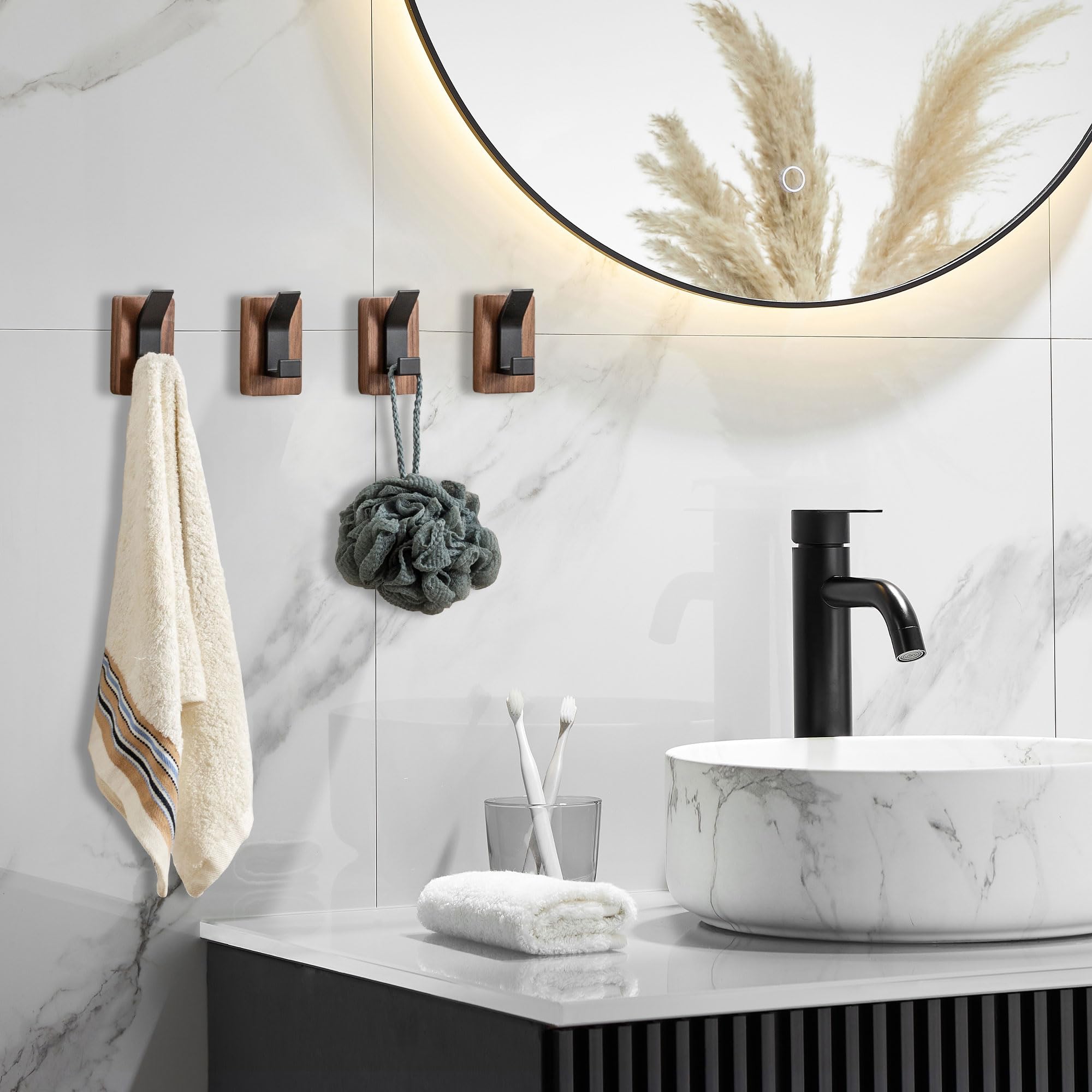 RVXHUA wood wall hooks feature safe rounded edges to protect fabrics