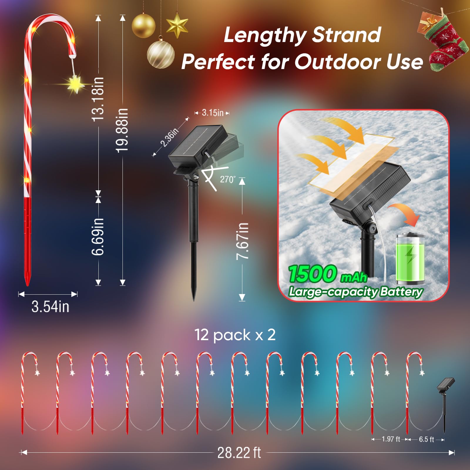 RVZHI solar candy cane lights showcase warm LEDs for outdoor charm.