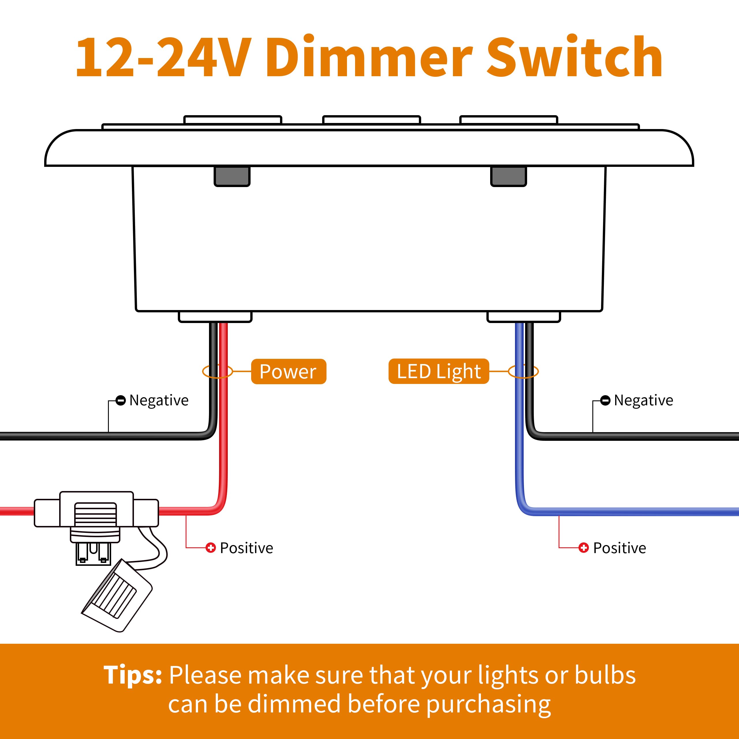 RVZONE 12V dimmer switch dimming action demonstrates smooth PWM control