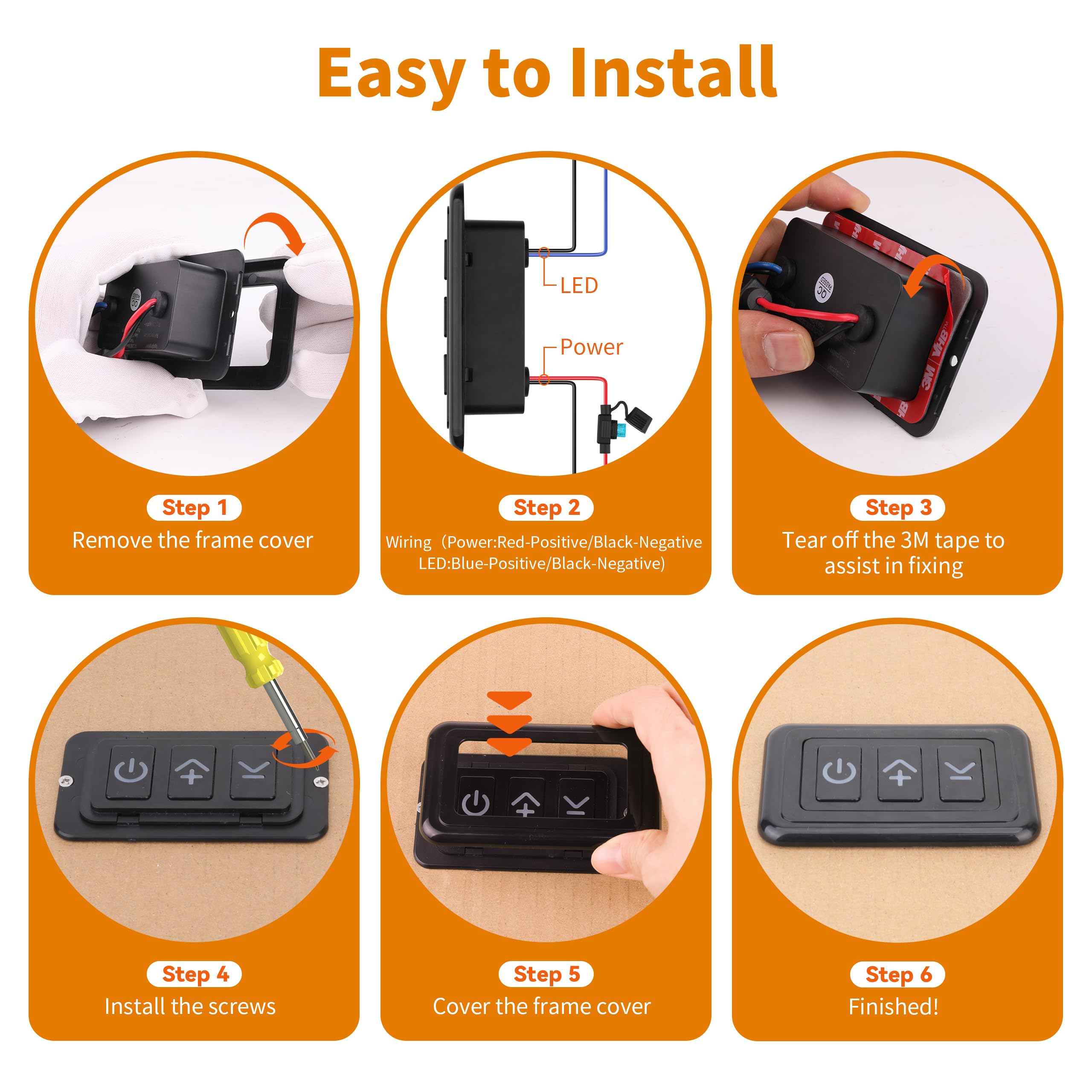 RVZONE 12V dimmer switch memory function recalls last brightness level