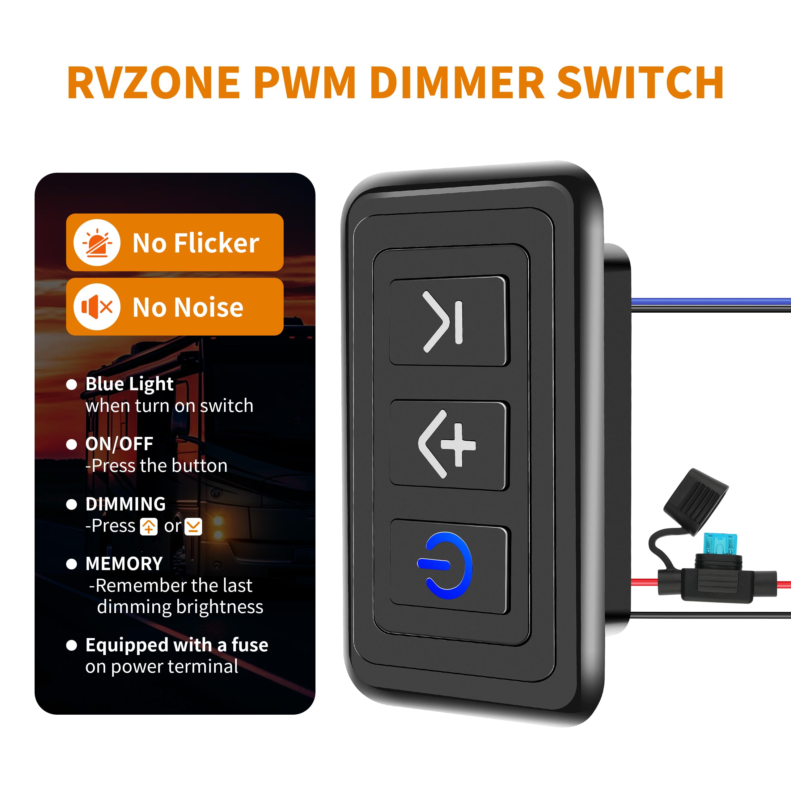 RVZONE 12V dimmer switch wiring terminals enable easy setup and reliable connections