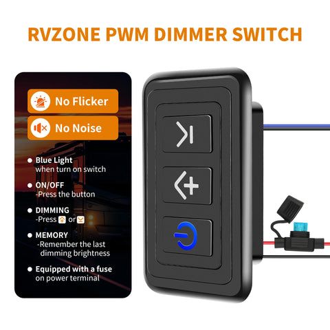 RVZONE 12V dimmer switch wiring terminals enable easy setup and reliable connections