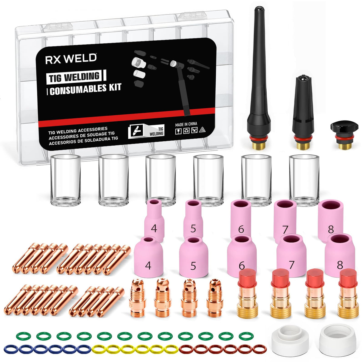 RX WELD 79pcs TIG torch kit with stubby gas lens for precise welding