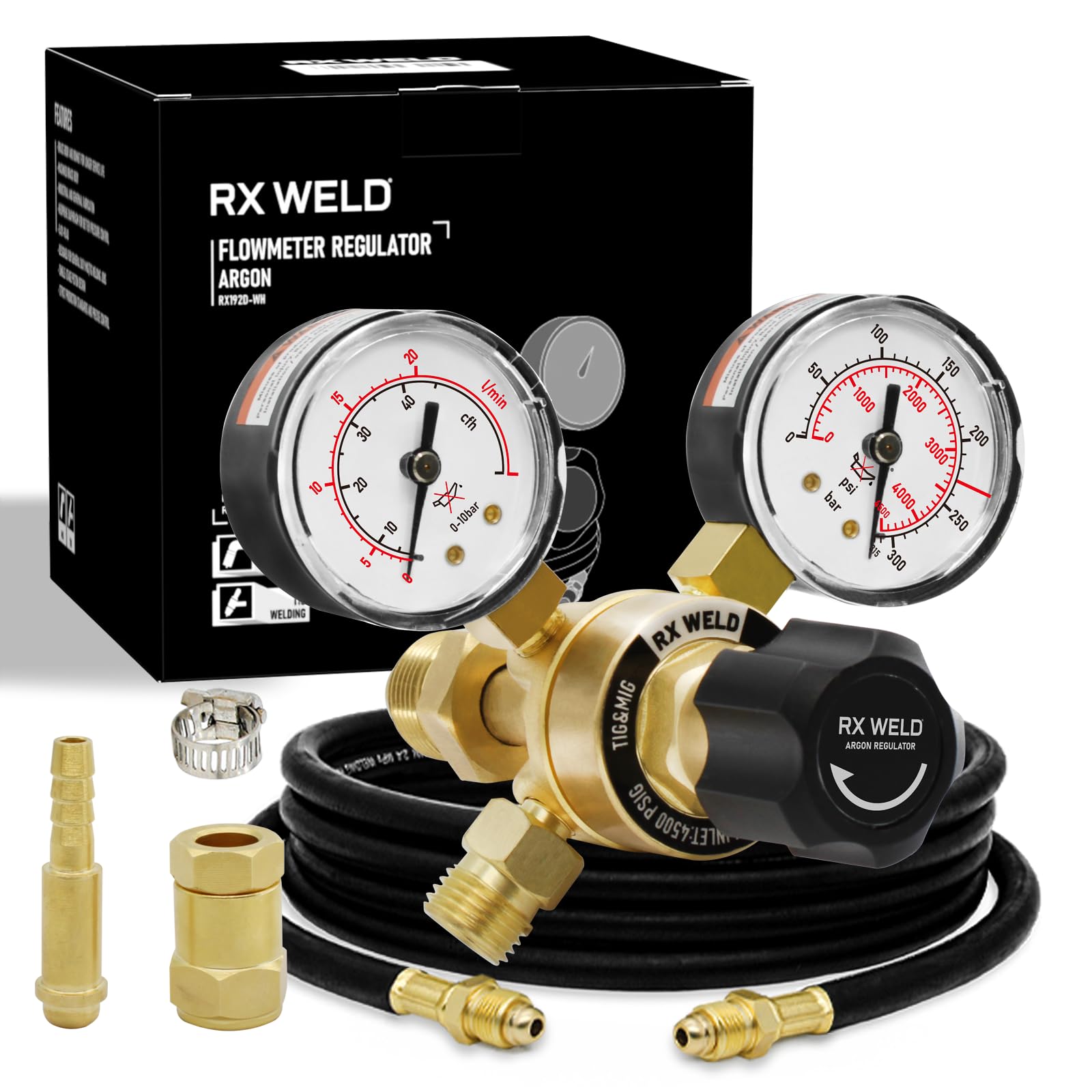 RX WELD Argon regulator dial gauge for precise gas control