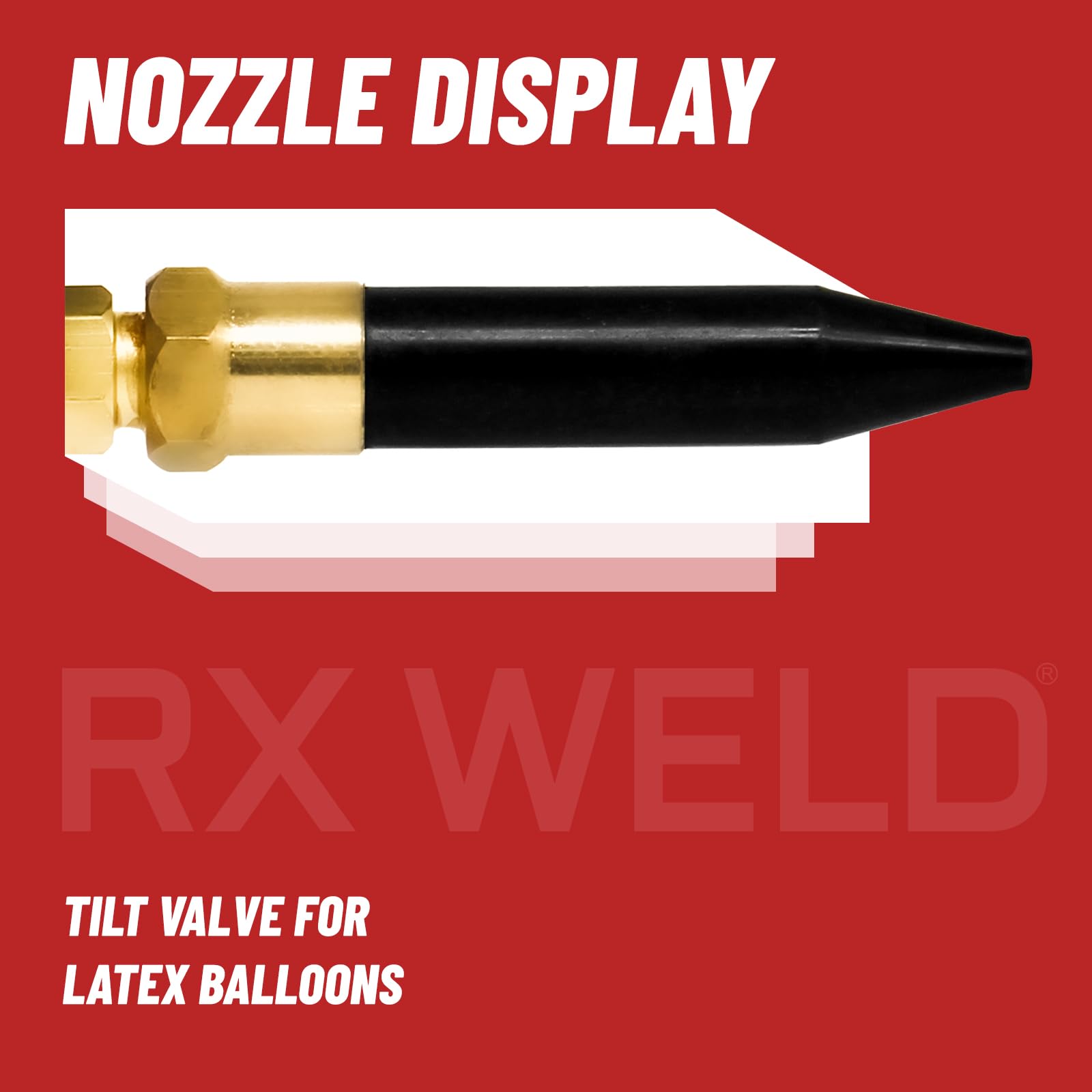 RX WELD CGA580 valve adapter for common helium tanks.
